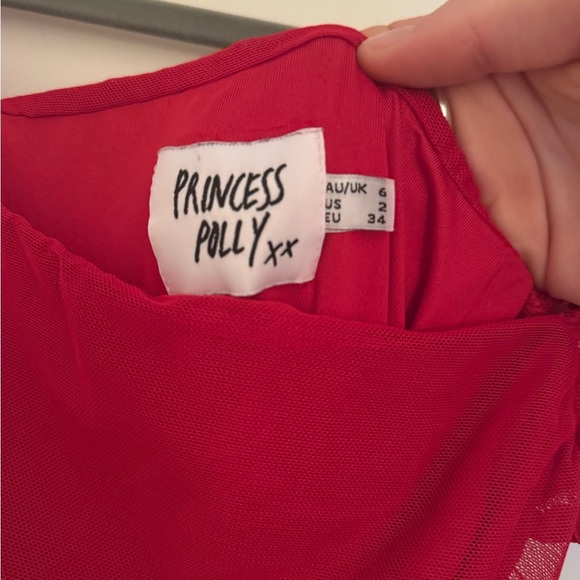 Princess Polly Red Char Mini Bodycon Dress - Short Puffy Sleeves - Picture 4 of 5